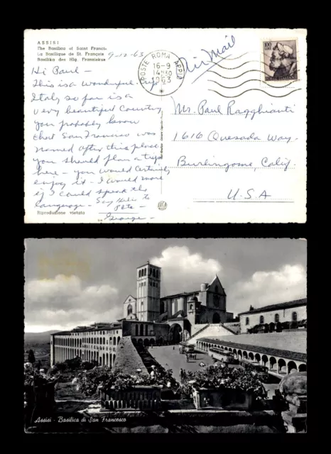 Mayfairstamps Italy 1963 Rome to Burlingame CA Basilica St Francis Postcard aaj_