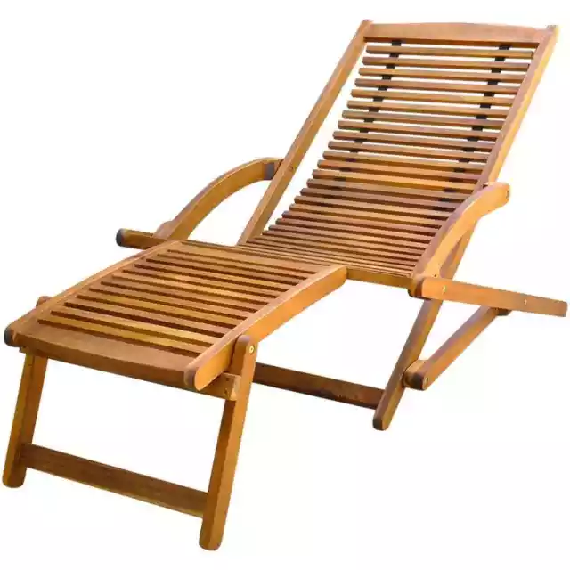 Holzliege Sonnenliege Liegestuhl Gartenliege Deckchair + Fußstütze Akazie vidaXL