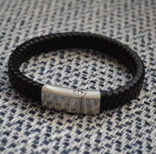 Mens Urn Cremation Leather Bracelet - Ashes Holder Memorial Jewellery Keepsake