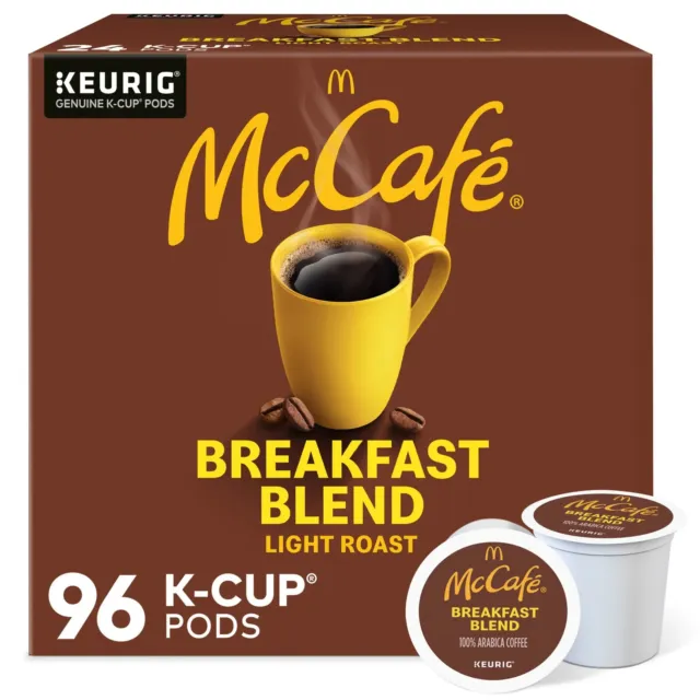 McCafe Breakfast Blend Coffee Keurig K-Cup Pods, 96 Count Exp 10/5/24