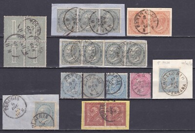 1863/65 De La Rue selezione di usati con annullo nominativo a data 