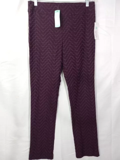 ERICA TAYLOR PULL On Geometric Floral Maroon Leggings Pants Medium 28 Inseam 29.95 PicClick