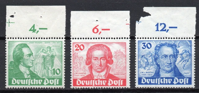 Berlin 61-63 Goethe 1949 komplett postfrisch einheitlich vom Oberrand