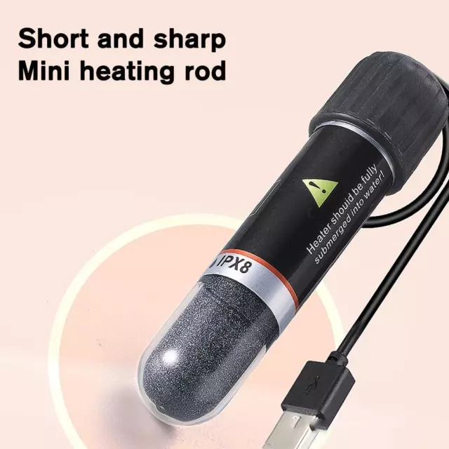 10W Mini Aquarium Fish Tank Heater USB Heating Rod Heater Thermostat GX C1K4