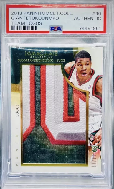 Giannis Antetokounmpo 2013-14 Panini Immaculate Logos Patch RC Rookie Card /17