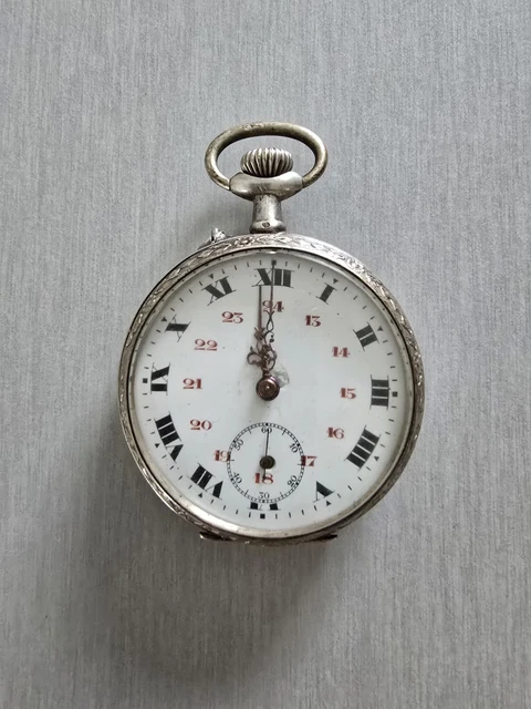 Montre à Gousset Ancienne En Argent, Numérotée 39521, 4 Rubis - Mécanique à Clé, Occasion