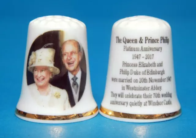 The Queen & Prince Philip Platinum Anniversary 70 years 1947-2017 Thimble B/92