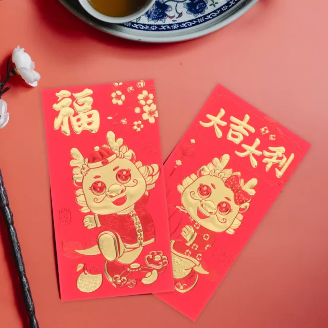 12 Rote Umschläge 2024 Jahr Des Drachen Hong Bao Glücksgeld-Umschlag-DM 2