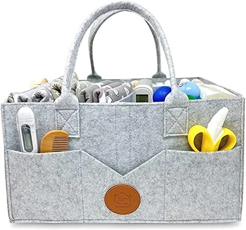 Baby Diaper Caddy Organizer - Large Baby Organizer - Diaper Classic Gray