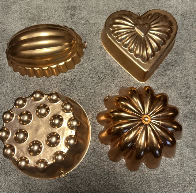 Juego de 4 perillas de melón corazón de gelatina de cobre vintage
