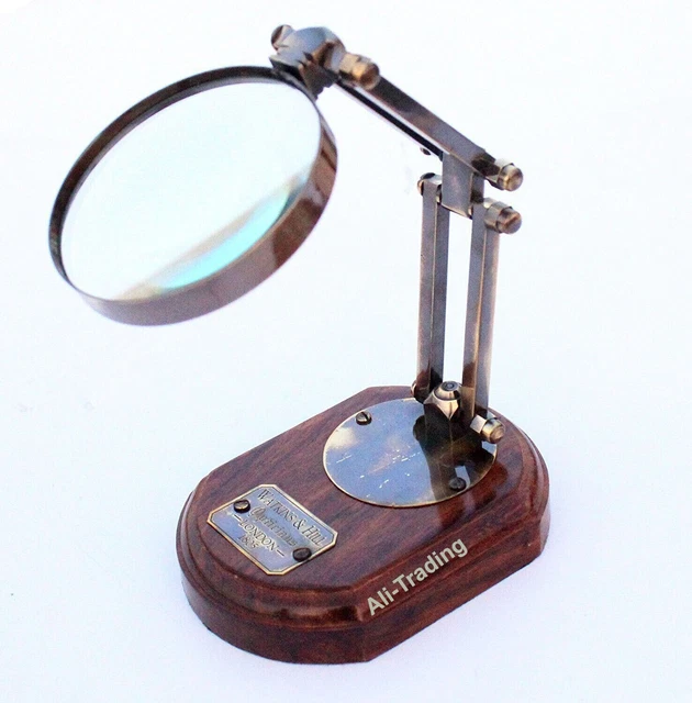 Antique Watkins & Hill London Magnifying Glass Maritime Nautical Desk Magnifier