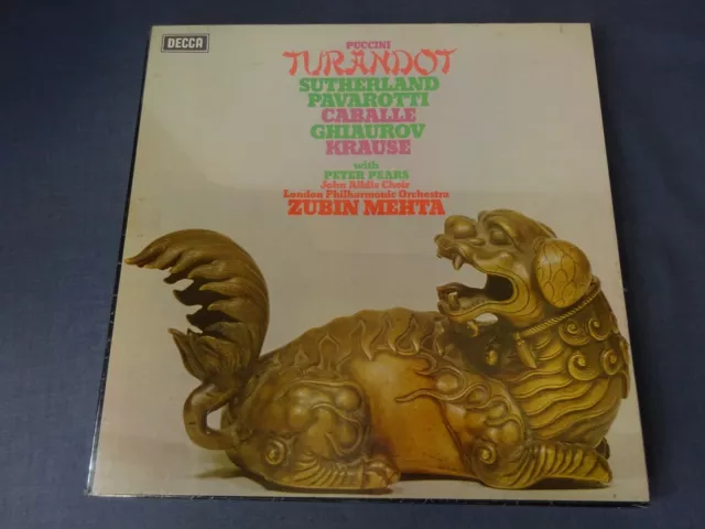 TAS *SEALED* PUCCINI - TURANDOT 3LP BOX, LPO, Mehta, Pavarotti, DECCA SET 561-3