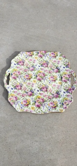 Royal Winton Summertime Chintz Serving/Cake Plate Flowers Grimwades