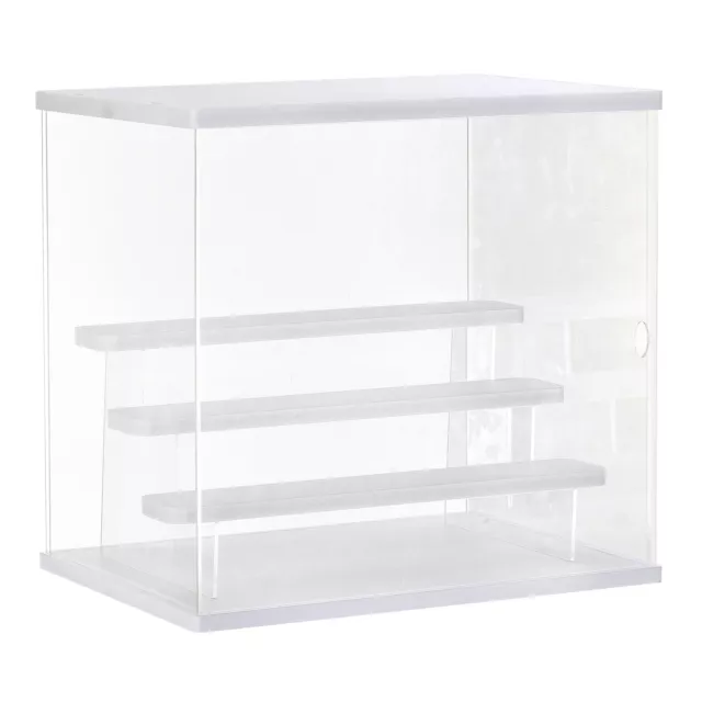 Clear Acrylic Display Case with LED Light 3 Tier Boxes (12.6x9.45x11.81)White