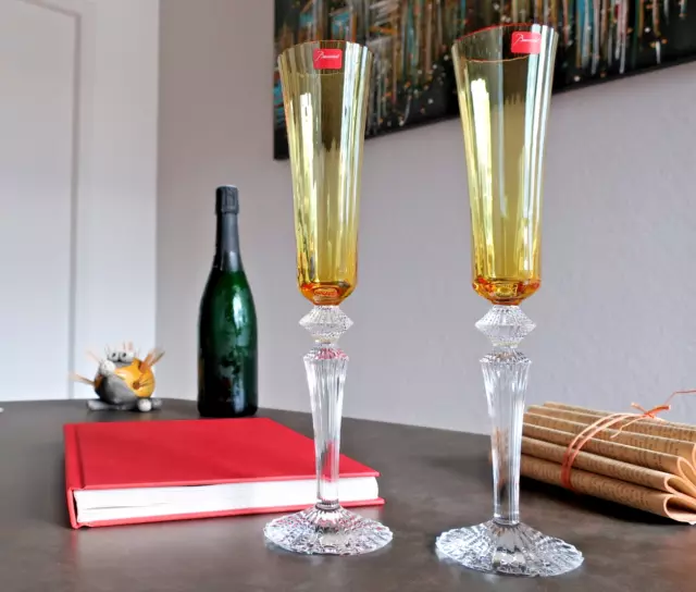 Mille nuits cristal Baccarat. 3 flûtes à champagne " Flutissimo " Couleur topaze