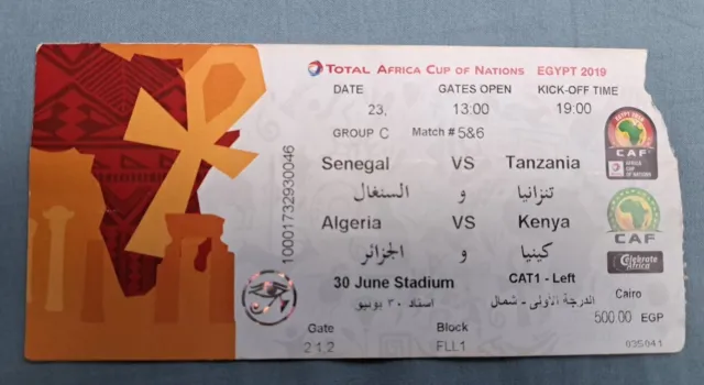 Sammler Ticket 2019 AFCON CAN Senegal - Tanzania / Algeria - Kenya 23.06.