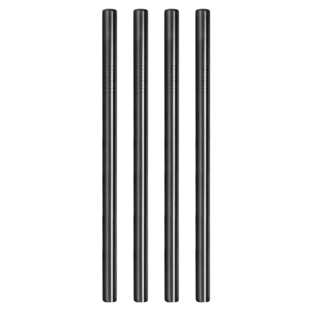 4Pcs 8.46" Long Stainless Steel Straight Straws for Travel Mugs(Black)