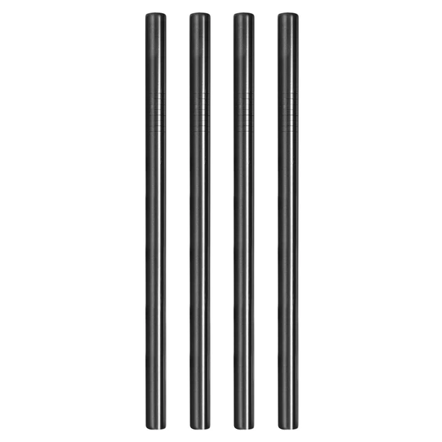 4Pcs 8.46" Long Stainless Steel Straight Straws for Travel Mugs(Black)