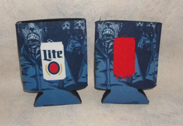 Miller Lite Beer Zombie Can Bottle Coozie Koozie Cooler Halloween Blood Graphics