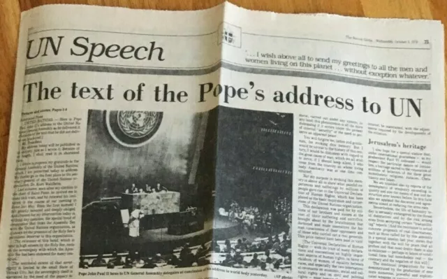 Texto de discurso de la ONU PAPA JOHN PAULII Boston Globe 3 de octubre de 1979