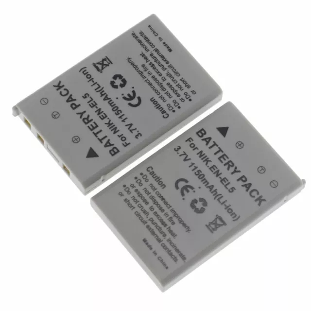 2 pack EN-EL5 Battery for Nikon Coolpix P80 P90 P100 P500 P510 P520 P530 Camera