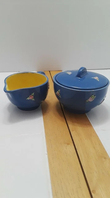 Vintage Czechoslovakia Pottery Creamer and Sugar Bowl