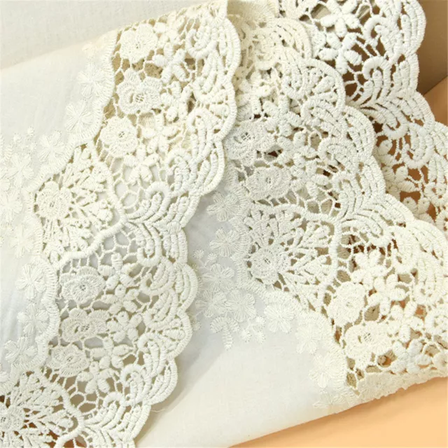 2 Yards Embroidery Floral White Cotton Lace Trim Ribbon Wedding DIY Sewing Craft