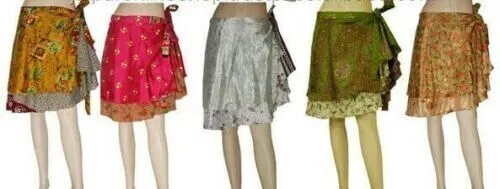 5 uds minifaldas indias para mujer faldas bohemias envolventes de seda... 2