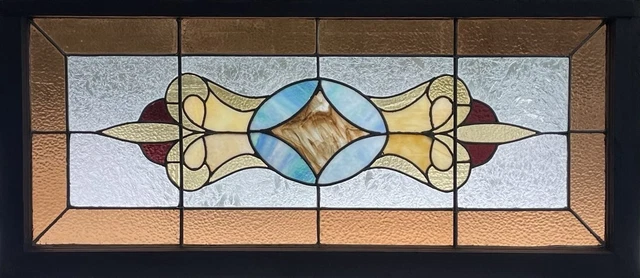 Antique Vintage c1900 Victorian Aesthetic Era Stained Glass Transom Window