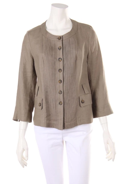 GERARD DAREL Blazer Tasche Toppa Lino F 40 = D 38 marrone oliva