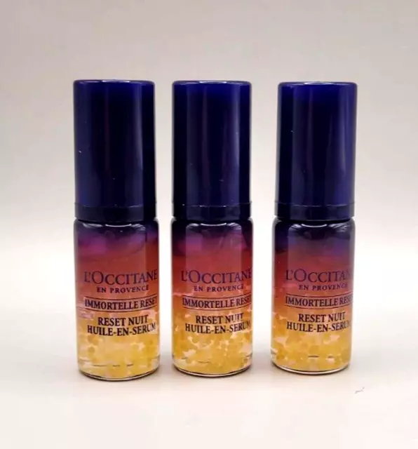 3 X L'occitane Immortelle Overnight Reset Oil-In-Serum Travel Mini 0.16Oz/5Ml*3