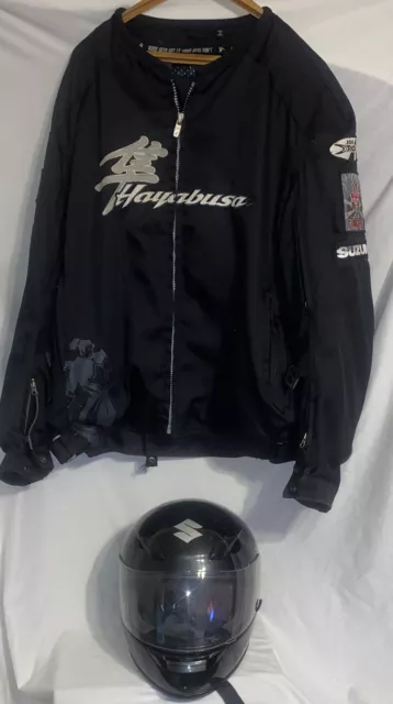 Hayabusa Joe Rocket Black Armored 2XL Jacket And Matching Embroider Shoei Helmet
