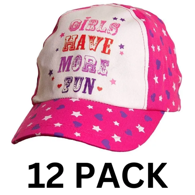 Job Lot Car Booter Wholesale Bundle Girls Summer Baseball Caps Have Fun Pk of 12