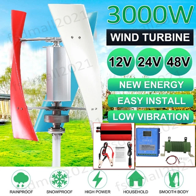 Éolienne Verticale 3000W Helix Maglev - Générateur 48V Avec Contrôleur De Charge MPPT