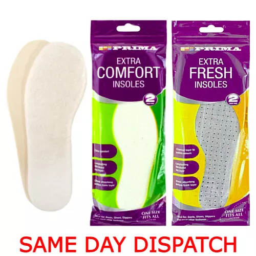 4 x Shoe Insoles Insert Extra Comfort Sports Anti Odours Mens Women UK Size 3-11