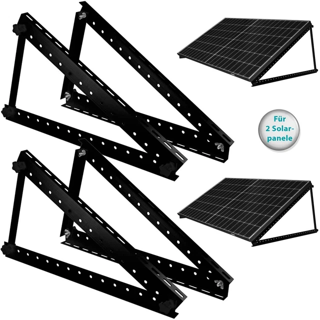 GLIESE Solarpanel-Halterung 114 Cm – Verstellbar 0–90° – Aluminiumlegierung, Für Module Bis 600W – Balkonkraftwerk, Dach, Garten – 2 Sets, Inkl. Edelstahlschrauben
