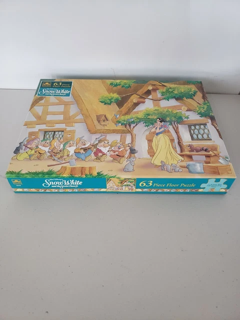 VINTAGE 63 PIECE Floor Puzzle Walt Disney Snow White Seven Dwarfs New ...
