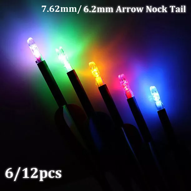 6Pcs Automatically Archery Arrow Lighted Nock for ID 6.2mm/7.62mm Crossbow Bolts