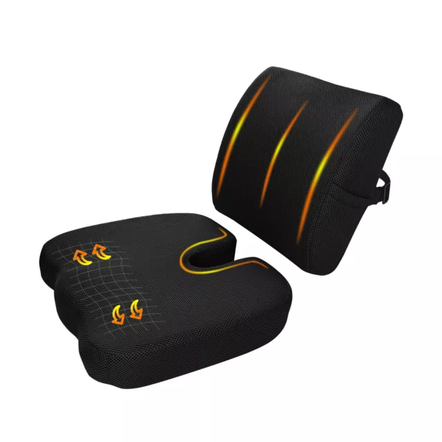 Memory Foam Seat Cushion Ergonomic Back Lumbar Support Pillow for Office Chair