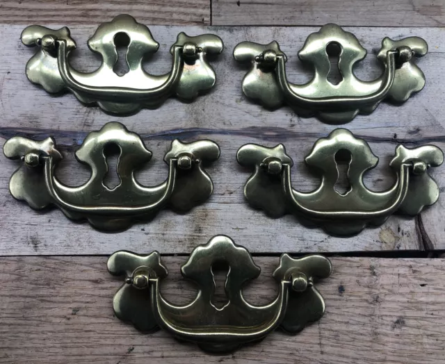 5 Each vintage furniture Dresser Handles Hardware Key Hole Style Drawer Pulls