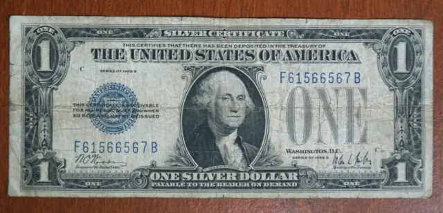 Series 1928A One Dollar $1 Silver Certificate, Funny Back A72252221B
