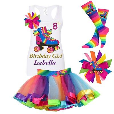 Roller Skate 8th Birthday Girl Tank Top Shirt Skating Party Outfit Personalized