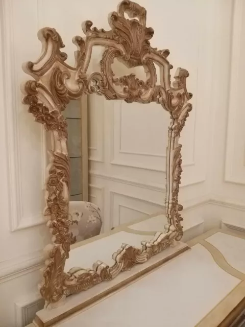 Maquillaje + espejo + taburete consola de lujo cómoda dormitorio barroco rococó 3