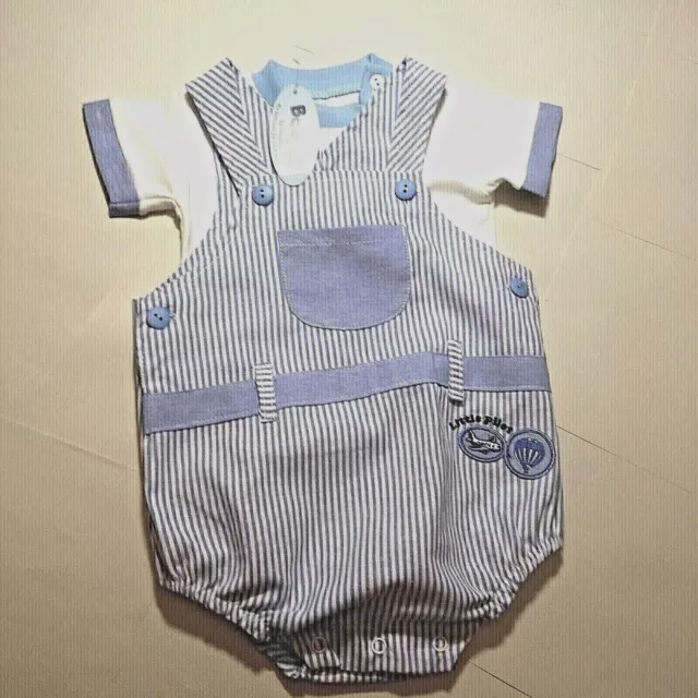 Baby boy Romper dungarees Blue cotton Spanish Style 0-3 , 3 - 6 months