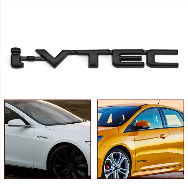 3D Metal i-VTEC Car Trunk Rear Turbo Fender Emblem Badge Decals Stickers Black .