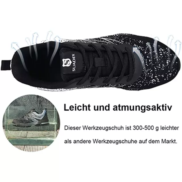 SUADEEX Sicherheitsschuhe Leicht Mit Stahlkappe Arbeitsschuhe Sportliche Sneaker 3