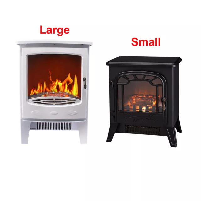 1850W 1800W Electric Fireplace Heater Fire Modern Log Burning Flame Effect Stove