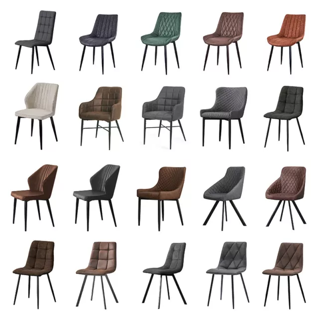 Set of 2 Faux Leather/Suede Dining Chairs Metal Legs Reception Restaurant Chair