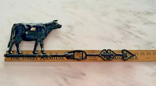 Antique Double Sided Cow with Arrow Weathervane Lightening Rod Farming Cowboy