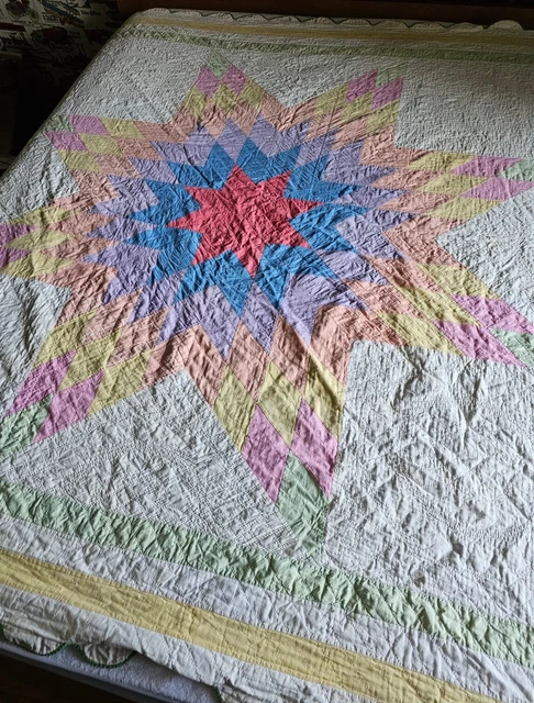 Vintage Antique Texas Lone Star Quilt Handmade Cotton 77" x 77" Vintage Antique Texas Lone Star Quilt Handmade Cotton 77" x 77"